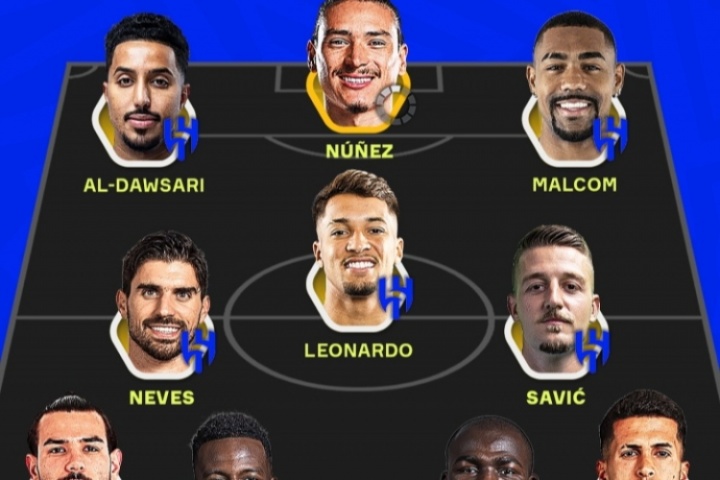 亚洲横着走！利雅得新月首发：努涅斯+内维斯+特奥+坎塞洛…