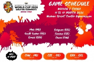 中国女篮世预赛赛程：明年3月11日首战马里 3月12日对阵比利时