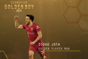 金童奖官方：利物浦前锋若塔被评为2025金球员奖